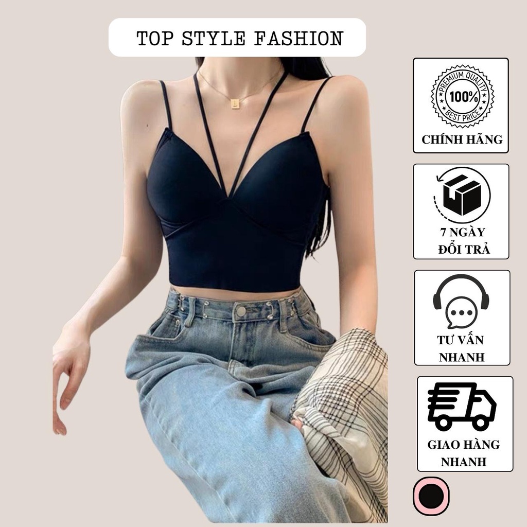 Áo bra form croptop có mút siêu tôn dáng, áo hai dây cổ yếm gợi cảm-ABR1