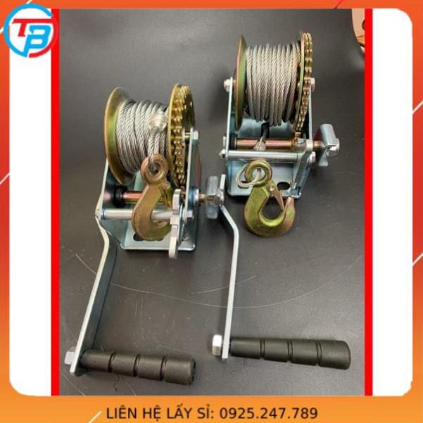 Combo Tời Quay Tay 600 pound + 20 Cáp INOX 304 phi 2 + 4 Ốc Siết Cáp INOX phi 2 - Cáp Thép Thái Bình