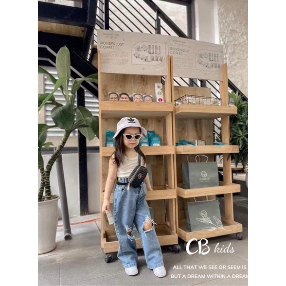 Sét Quần Jean ống xuông Áo ba lỗ cho bé gái