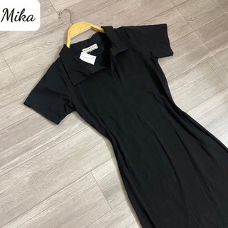 Váy polo trơn cổ bẻ