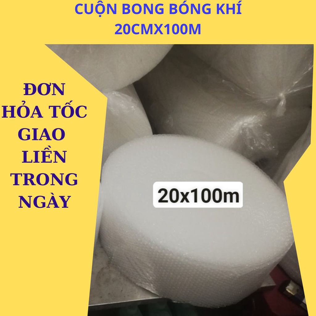 Cuộn Bong Bóng Khí - Màng xốp hơi - Xốp nổ - gói hàng bọc hàng cao 20x100m