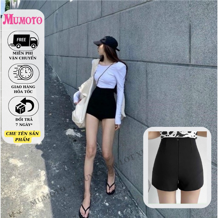 Quần đùi nữ lưng cao za.ra quần short nữ cạp cao chất umi loại 1 dày đẹp lưng dây kéo SUMI01