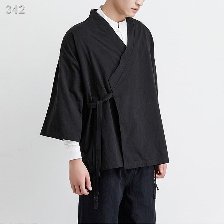 【HOT】﹍Trang phục Hán nam phong cách Trung Quốc cổ điển rộng rãi Phật giáo áo choàng đạo sĩ tay ba phần tư cardigan thiền