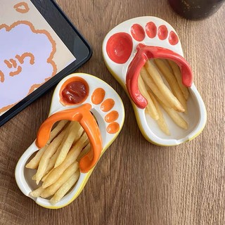 Chén bát đựng nước chấm nước sốt bằng gốm sứ hình dép xỏ ngón độc lạ dễ thương