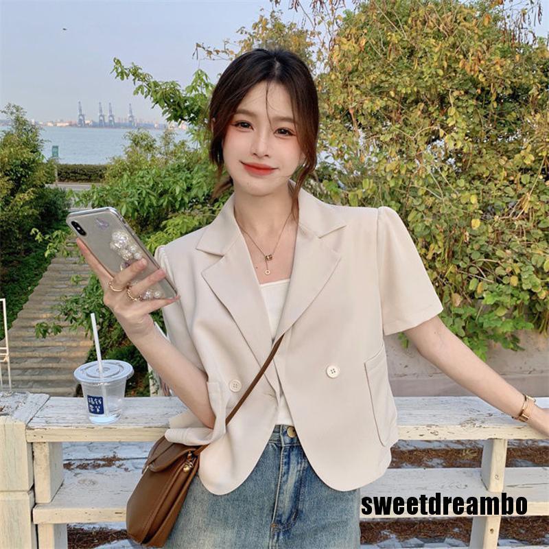Áo Khoác Blazer Dáng Ngắn Cài Khuy Kiểu Pháp Thời Trang Xuân Hè 2023 Cho Bạn Gái