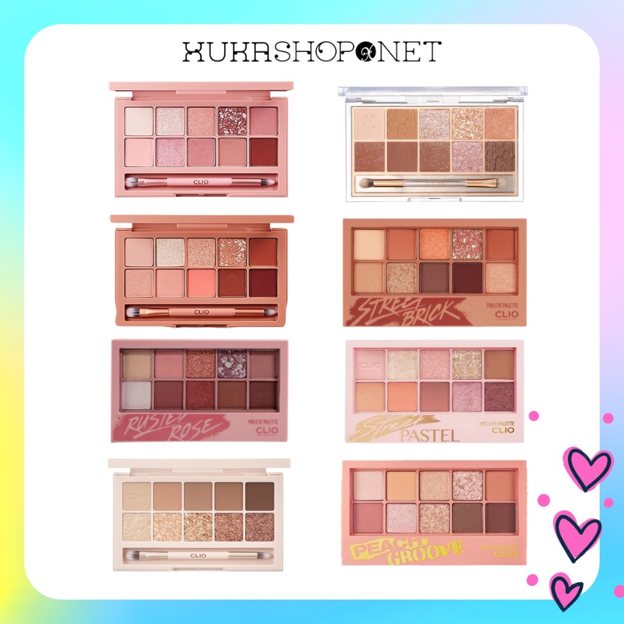 Bảng phấn mắt 10 màu Clio Pro Eye Palette trang điểm tự nhiên lâu trôi 6g màu 001-009