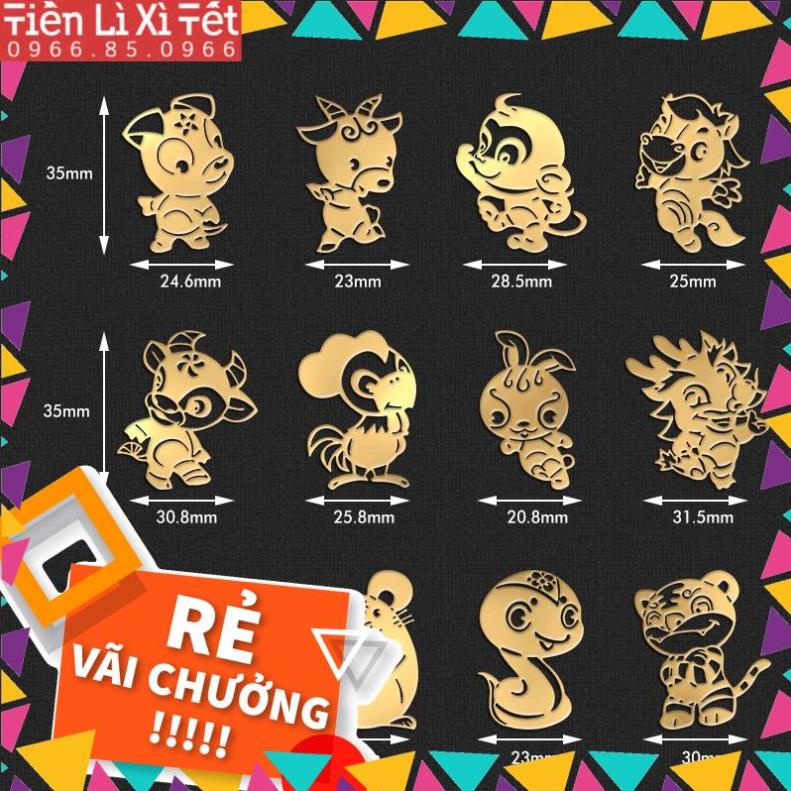 Miếng dán màn hình điện thoại hình 12 con giáp dễ thương 3d