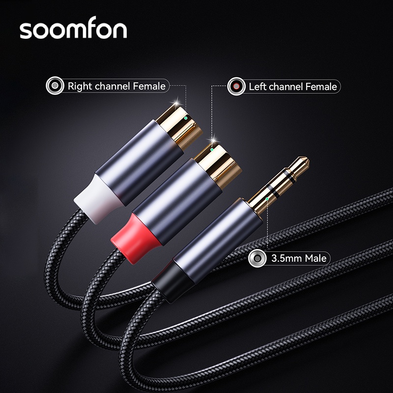 Cáp Chuyển Đổi Âm Thanh SOOMFON 3.5mm Sang RCA 24K Mạ Vàng Cho Điện Thoại / Máy Tính TV