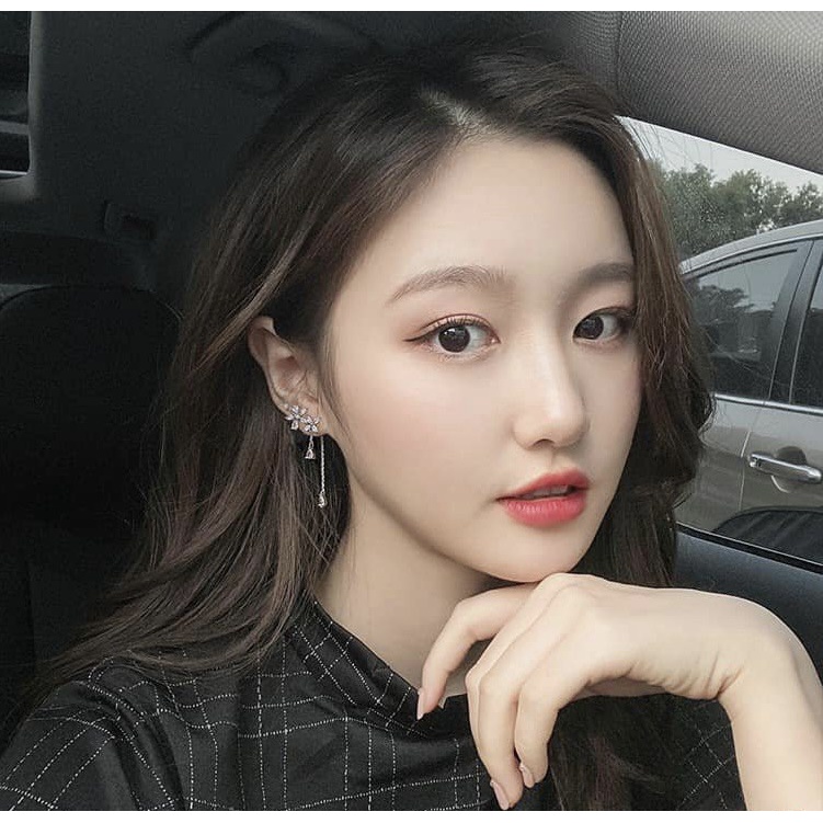 YM Concept Bông Tai Tua Rua Dáng Dài Đính Đá Nhân Tạo Phong Cách Hàn Quốc - PK0050