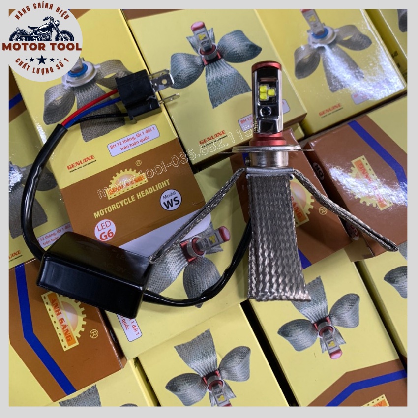 Đèn Led Xe Máy, Đèn Pha Led Siêu Sáng Có Đuôi Tản Nhiệt Nhôm 9V-36V