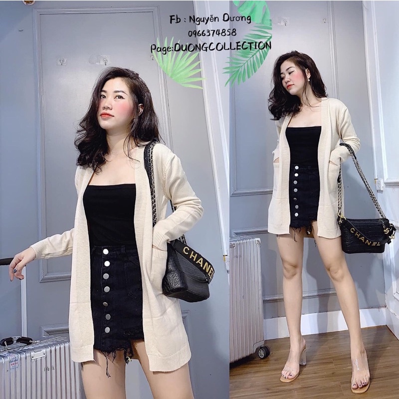 Áo khoác len nữ Cadigan dáng dài hàng nhập loại 1 chất len màu tuyết mịn