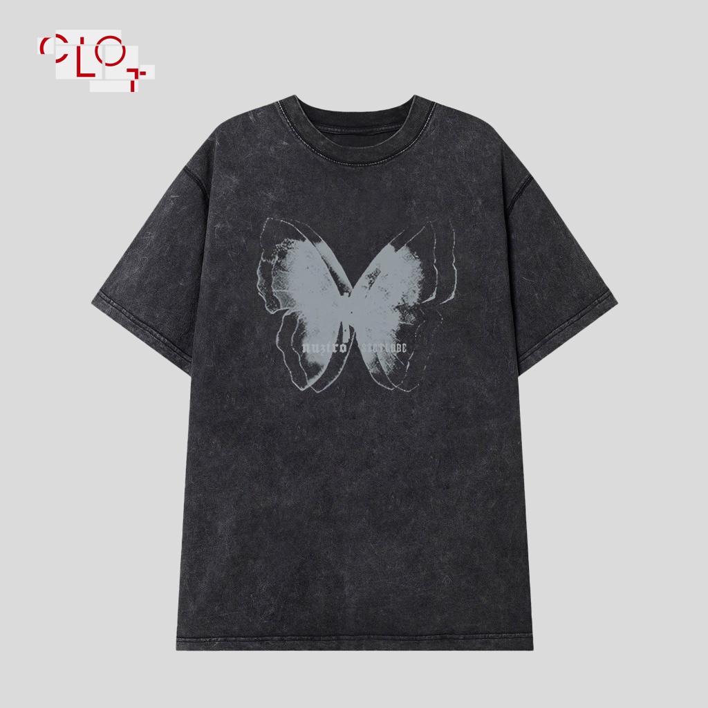 CLOT local brand Áo phông nữ retro Nâu xám thời trang nữ tee oversize 100%Cotton