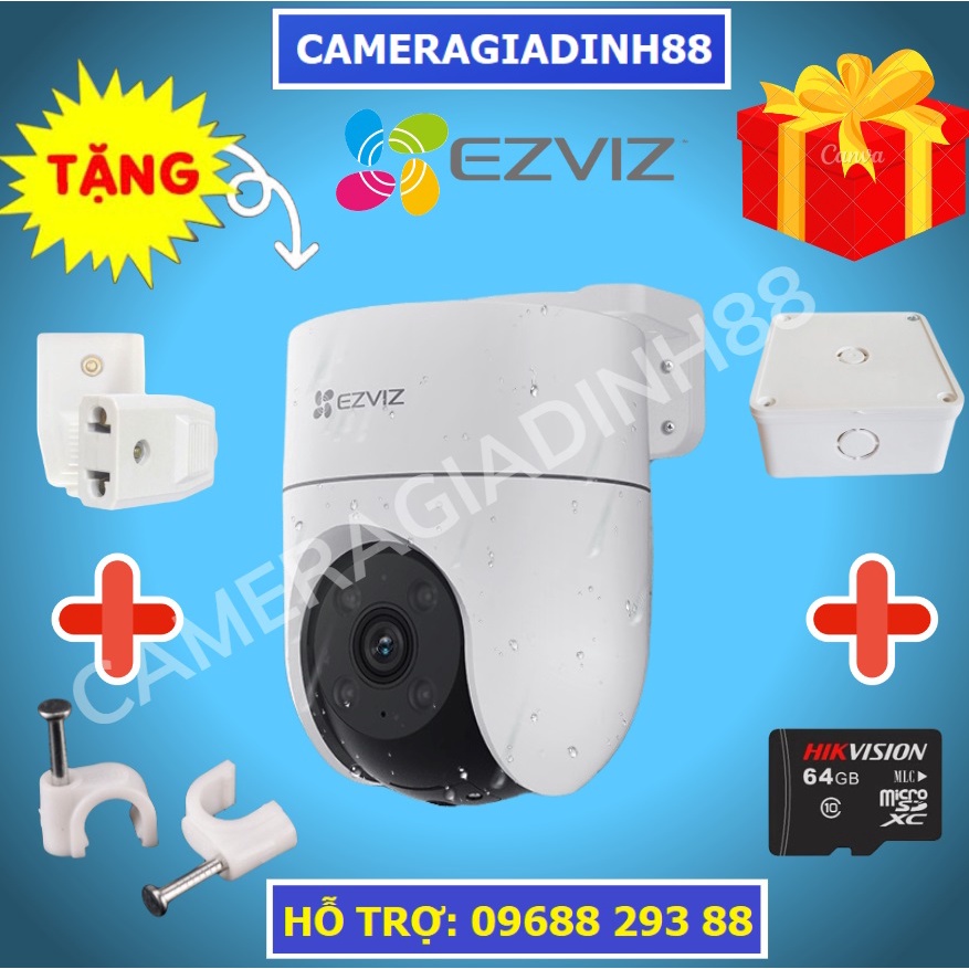 Camera WIFI Ngoài Trời Xoay 360 EZVIZ H8C 2MP, 3MP 4MP 2K 1080P Màu Ban Đêm Thông Minh Chính Hãng Bảo Hành 24TH