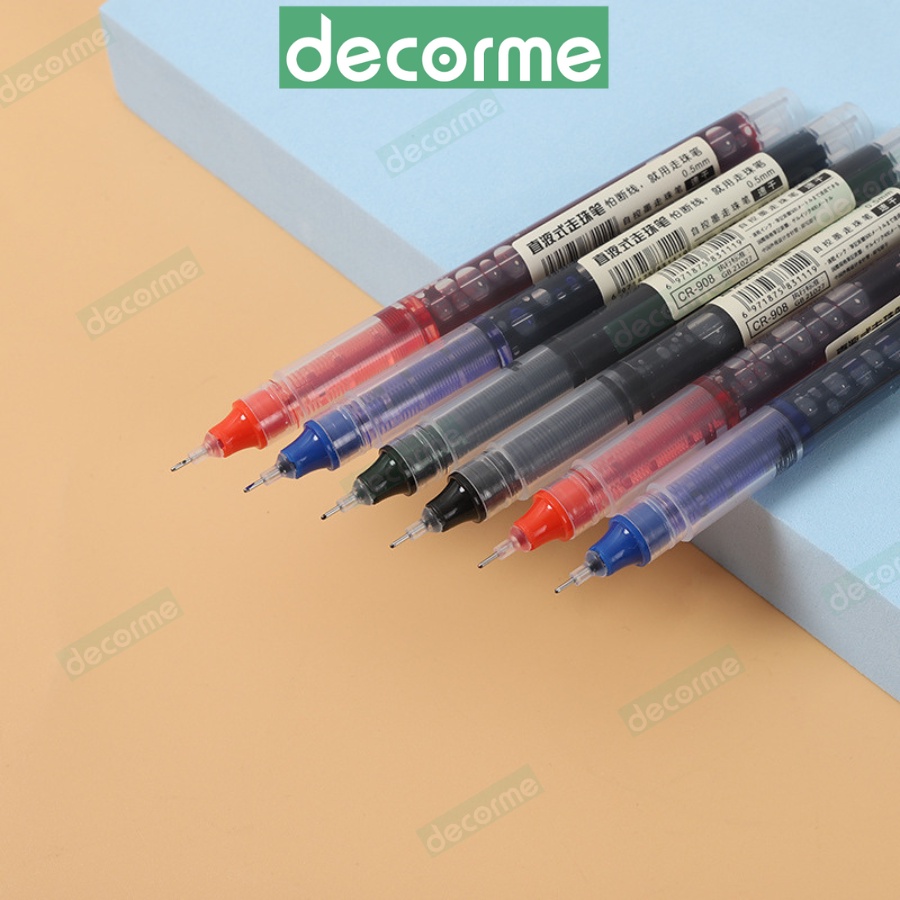 Bút gel ngòi kim DecorMe set 20 bút nước ống mực 0.5mm 3 màu đen xanh đỏ viết mực đẹp nét chữ đều Snowhite Muji vpp