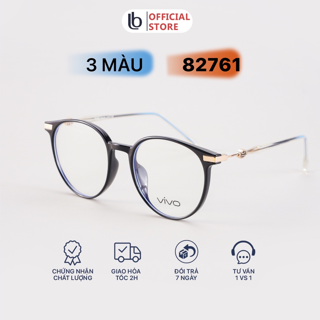 Gọng kính cận Tròn bầu LB Luxury Eyewear UV 82 761 Nhựa mềm bền nhẹ - Màu đen, hồng, ghi, trong suốt