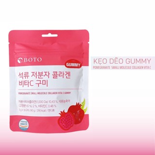 Kẹo Dẻo Collagen Gummy BOTO gói 30 viên Hàn Quốc, Kẹo Gummy Pomegranate Small Molecule Collagen Vita C Gummy