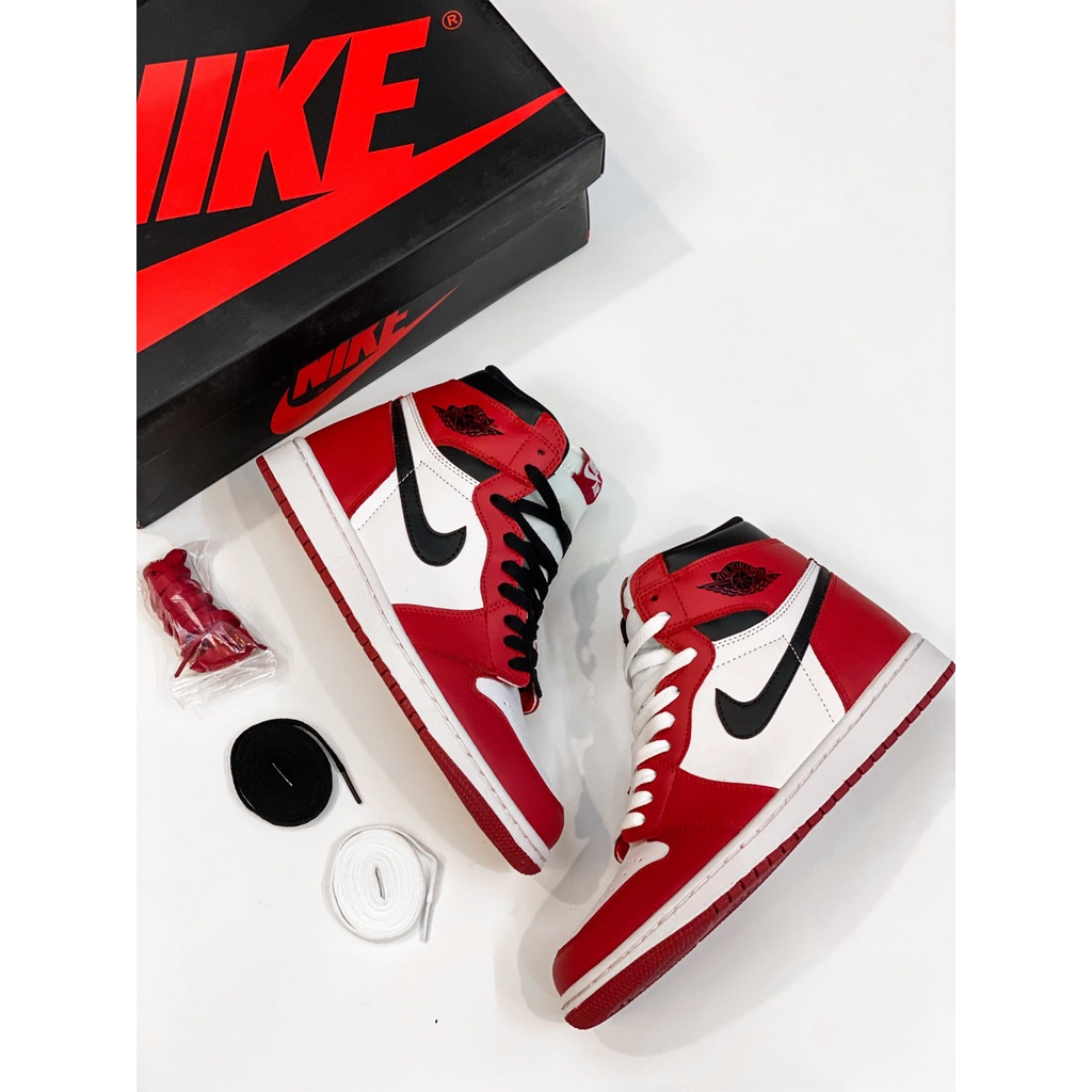 Giày 𝐉𝐨𝐫𝐝𝐚𝐧 Đỏ Trắng Cổ Cao - Sneaker Unisex Nam Nữ Hàng cao cấp bản Trung hottrend 2023