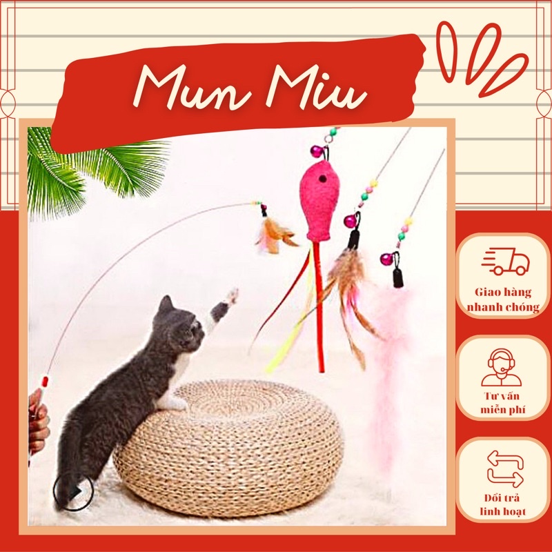 Cần câu trêu mèo - đồ chơi nhử mèo