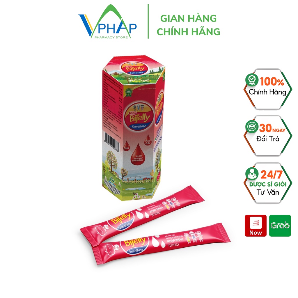 Thực phẩm chức năng phòng thiếu sắt- thiếu máu- Thạch BIJELLY FEMALTOSE-(20 gói x15g )