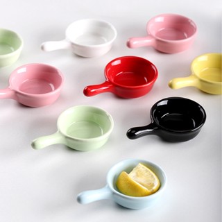 ✅SIÊU ĐẸP✅ Chén gia vị, đĩa chấm có tay cầm pastel S11x6cm (chọn màu) - Chén Dĩa bát đĩa nhà hàng sứ men mờ không chì