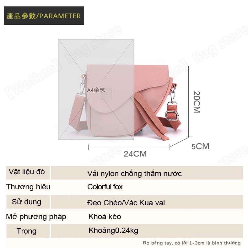 Túi Yên Ngựa Bằng Vải Bạt nylon Bên Hông Đơn Giản Chống Nước Phong Cách Nhật Bản Cho Nữ