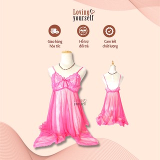 Váy/đầm ngủ chất liệu ren lưới gợi cảm, siêu mỏng thoáng khí LYEN005
