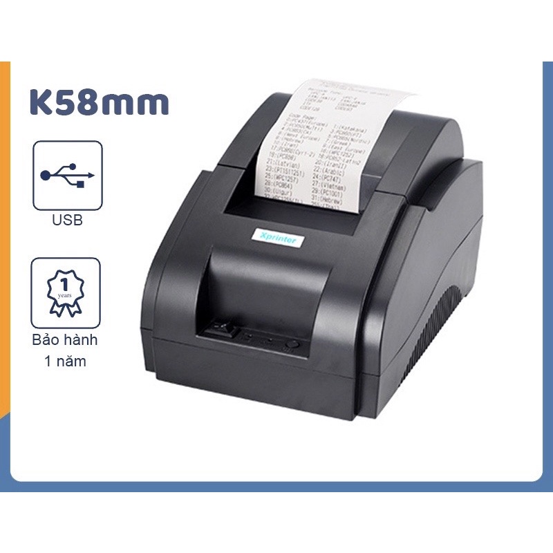 Máy in bill Xprinter 58II tặng kèm 8 cuộn giấy