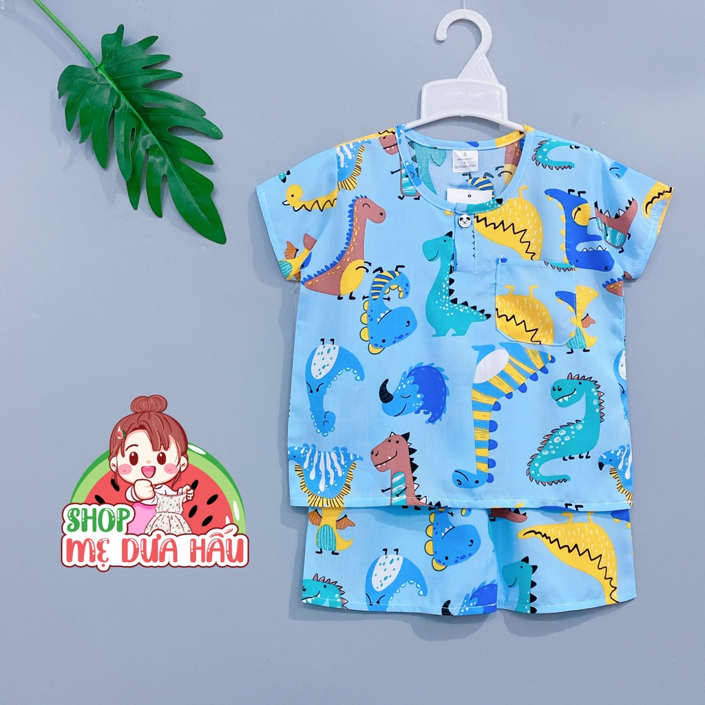 Quần áo trẻ em - Bộ cộc hè bé trai vải lanh lụa (tole) loại 1 8-32kg shop mẹ dưa hấu