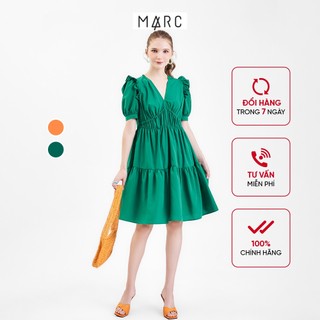 Đầm babydoll nữ MARC FASHION nhún eo cổ tim tay phồng TRSH090722