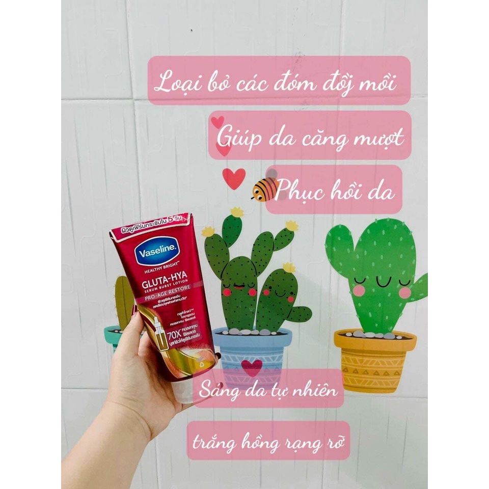 Dưỡng thể Vaseline Healthy Bright Gluta HYA Serum Burst Lotion 10X Thái Lan