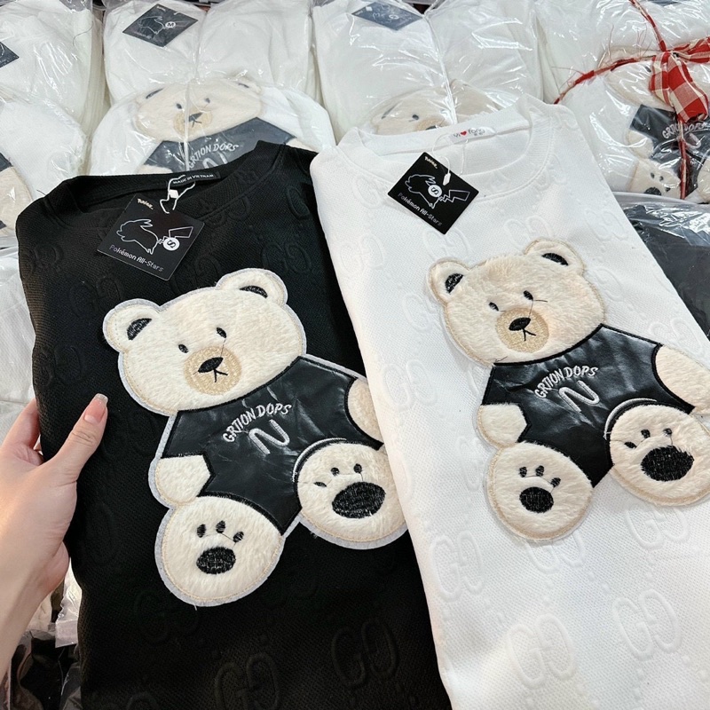 Set Bộ Gấu Thêu Xù GG Chất Xốp Quần Short B130