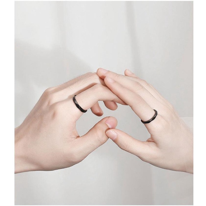 Nhẫn Hở Họa Tiết Hình Học Trắng Đen Có Thể Điều Chỉnh Kích Cỡ