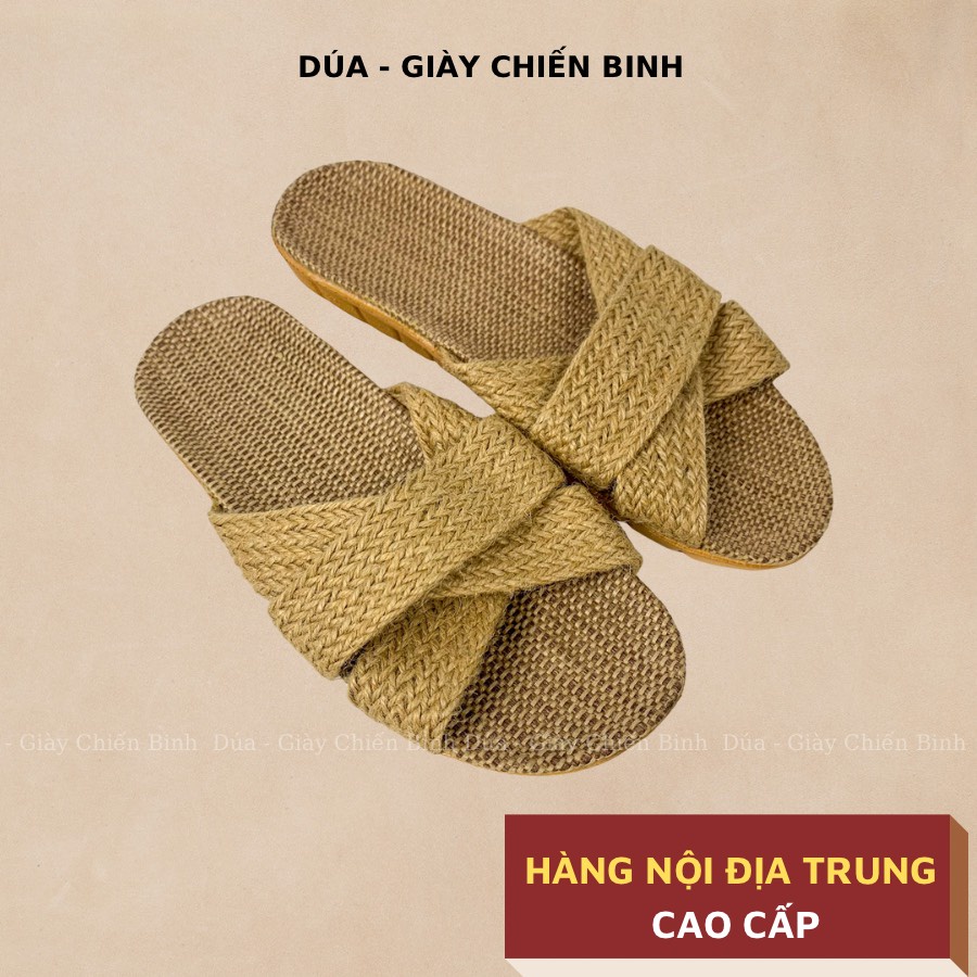 Dép Cói 3 Quai Chéo Trơn , Dép Đi Biển COI122