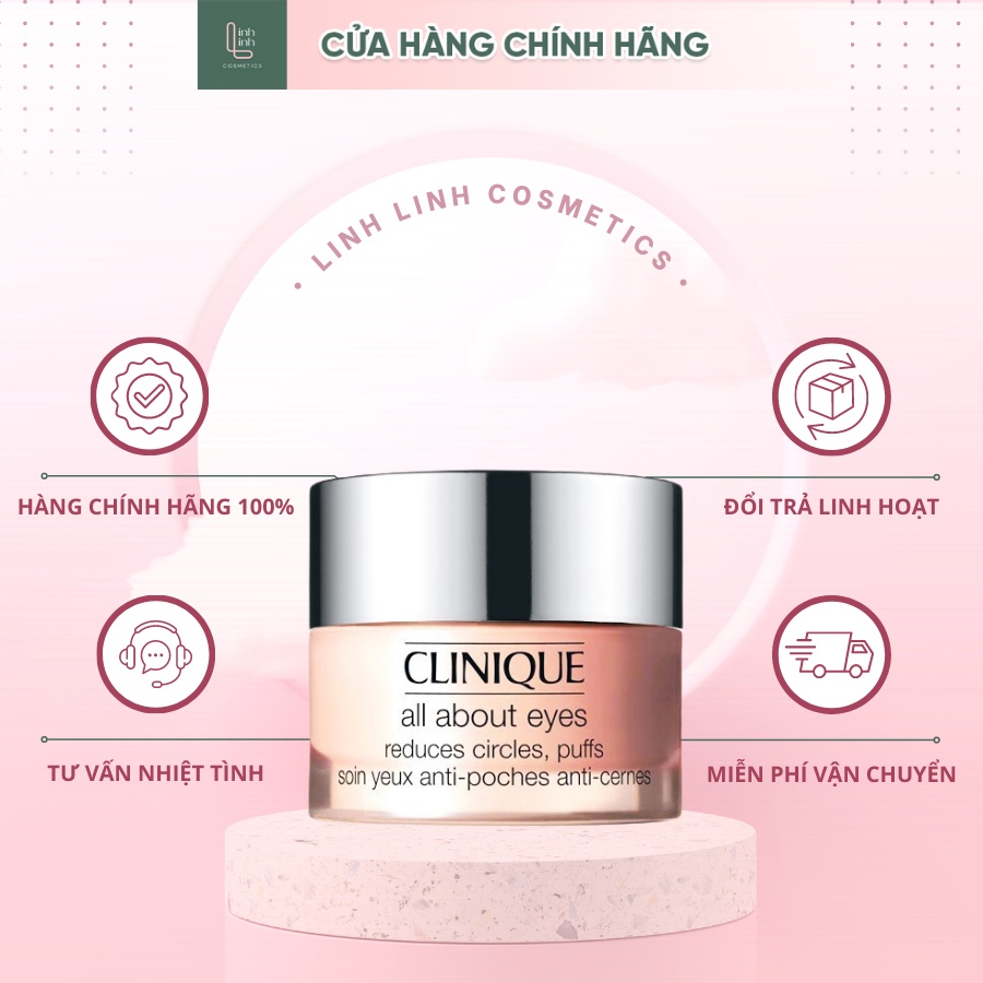Kem dưỡng mắt Clinique All About Eyes 15ml Giàu độ ẩm giúp giảm thâm & bọng mắt