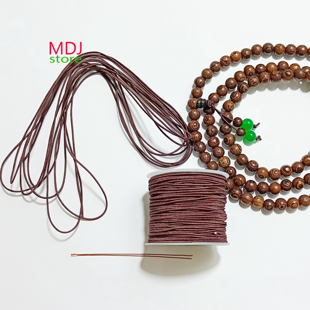 Dây xâu vòng gỗ MDJ 1,0 mm chất liệu dù lõi chun co giãn tốt xỏ chuỗi 108 hạt Tặng kèm 1 chiếc kim gập