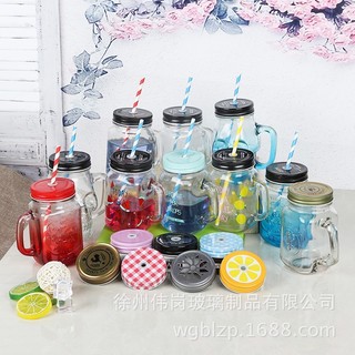 Ly quai thuỷ tinh in màu kiểu dạng độc lạ 450 ml