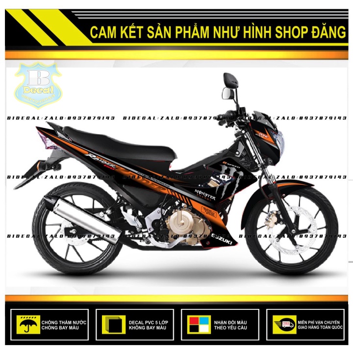 TEM RỜI RAIDER XĂNG CƠ PHỐI CAM ĐEN