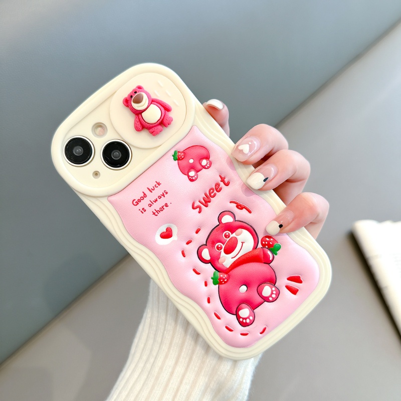 Ốp Điện Thoại Iphone TPU Vỏ Mềm Gấu Dâu Sweet Họa Tiết Dập Nổi Chống Sốc- JERRY SHOP