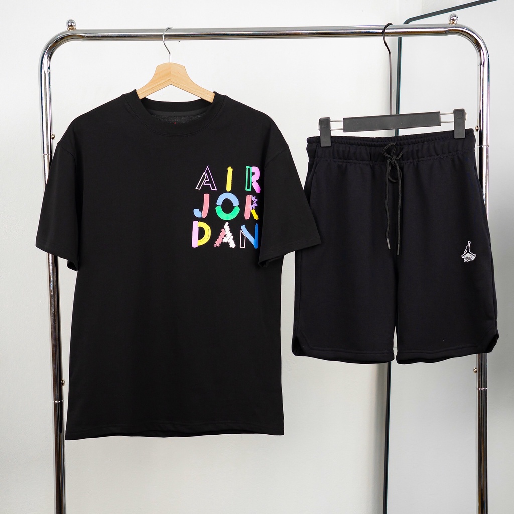 Bộ, Set thời trang hè Nike Air Jordan họa tiết 7 màu logo chữ ngực LA 1-1 on web [ QC Boutique ]