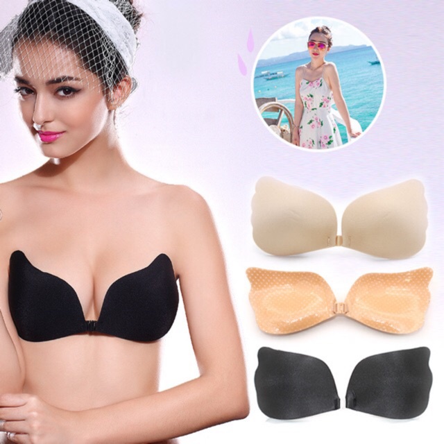 Miếng Dán Ngực Hình Cánh Tiên tạo khe siêu dính dùng được nhiều lần, Áo ngực không dây Cao Cấp AOLOT04