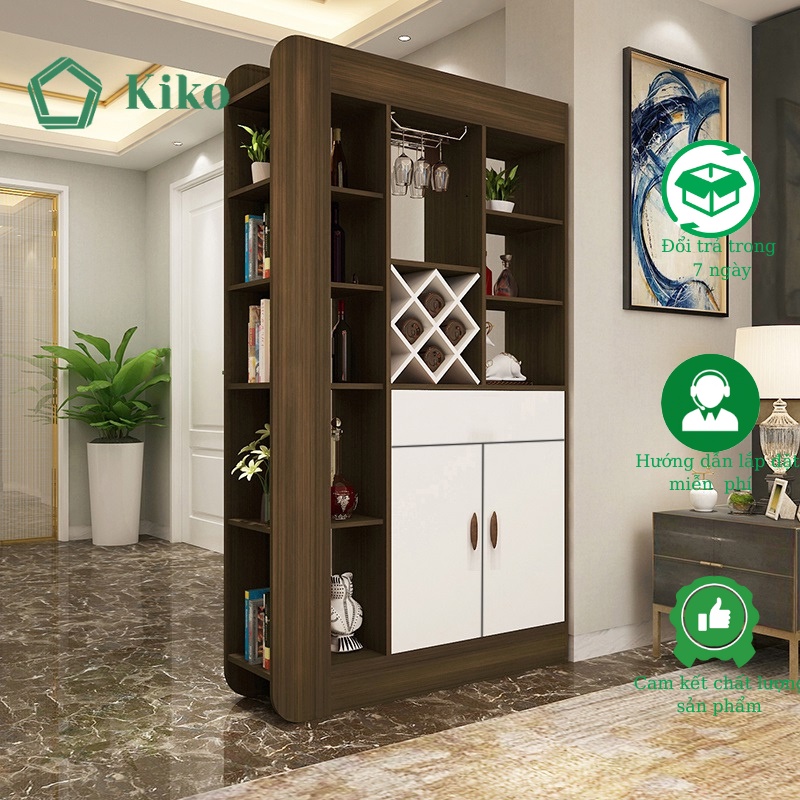 Tủ Rượu Gỗ Đặt Sàn Kèm Gíá Treo LY - Gỗ MDF 15mm chống Mọt Đa Năng KIKO TR 068