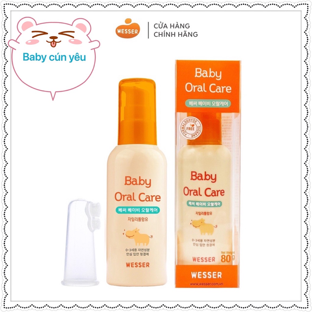 Nước rơ lưỡi Wesser tặng kèm bàn chải siliocn cho bé 0-3t
