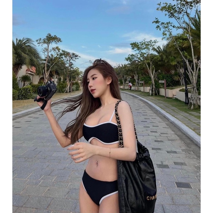 BIkini đồ bơi hai mảnh cao cấp áo quây hai dây quần tam giác viền Sexy
