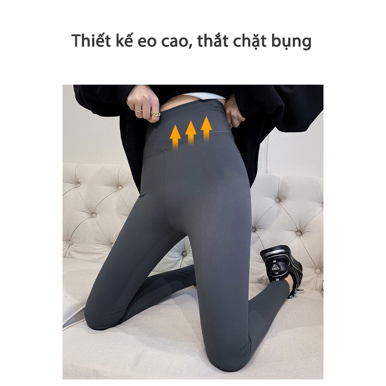 Quần Legging Thể Thao Lưng Cao Ôm Dáng Co Giãn Tốt Màu Đen Thời Trang Xuân Thu Cho Nữ