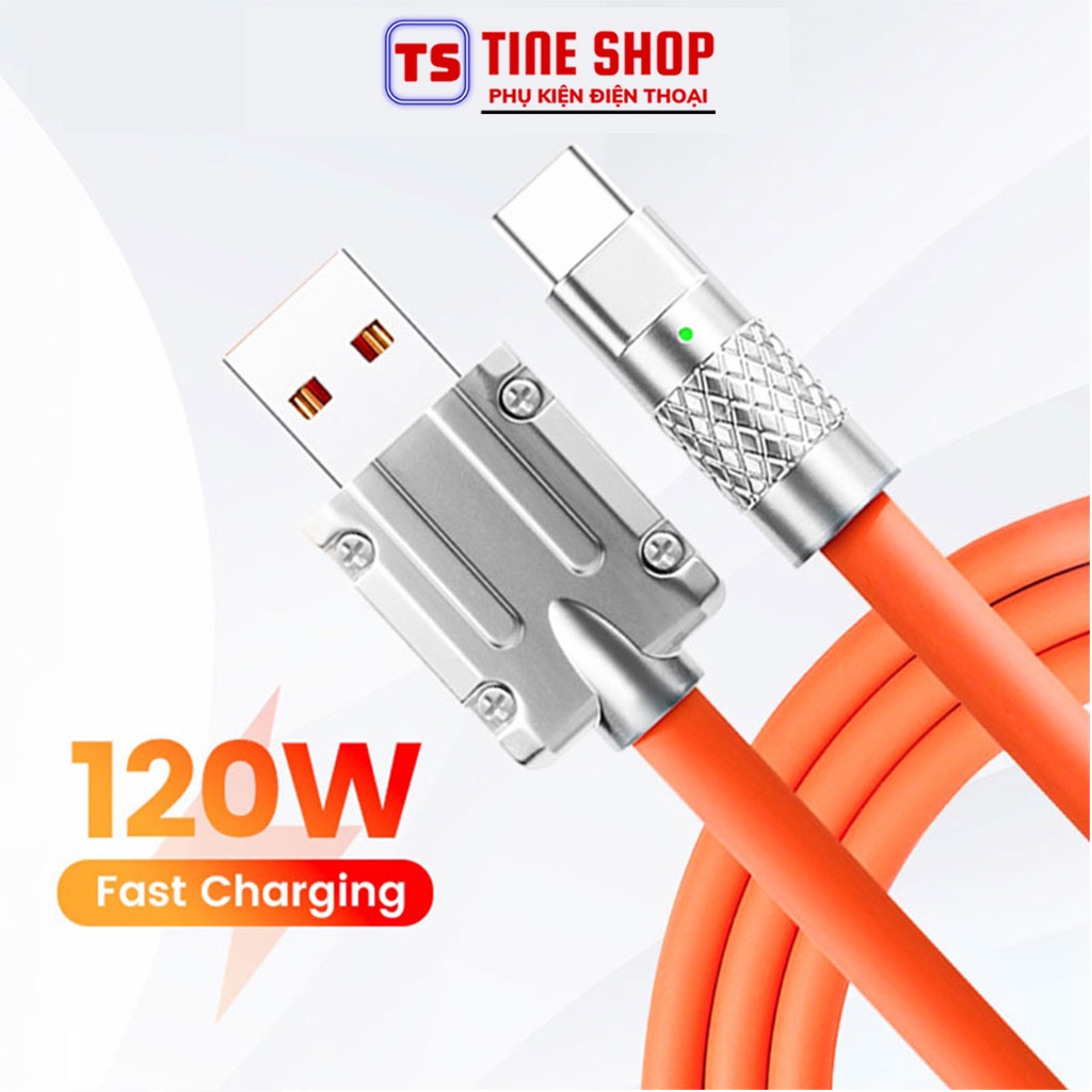 Dây Cáp Sạc Nhanh 120W OD6.0 Bằng Hợp Kim Kẽm Silicon Cổng Micro USB Type-C Cho Android Và Dòng Đ.Thoại nhà Táo