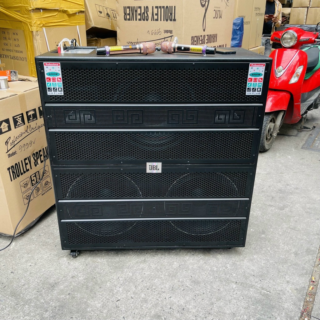 THÙNG LOA KÉO 3 BASS 40 CÓ ECHO REVERB STEREO CÓ SUB ĐIỆN HOẶC SUB BÌNH NEXO