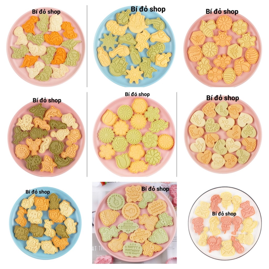 Album Bộ khuôn nhấn bánh quy bánh qui bánh cutter cookies 3D bằng nhựa