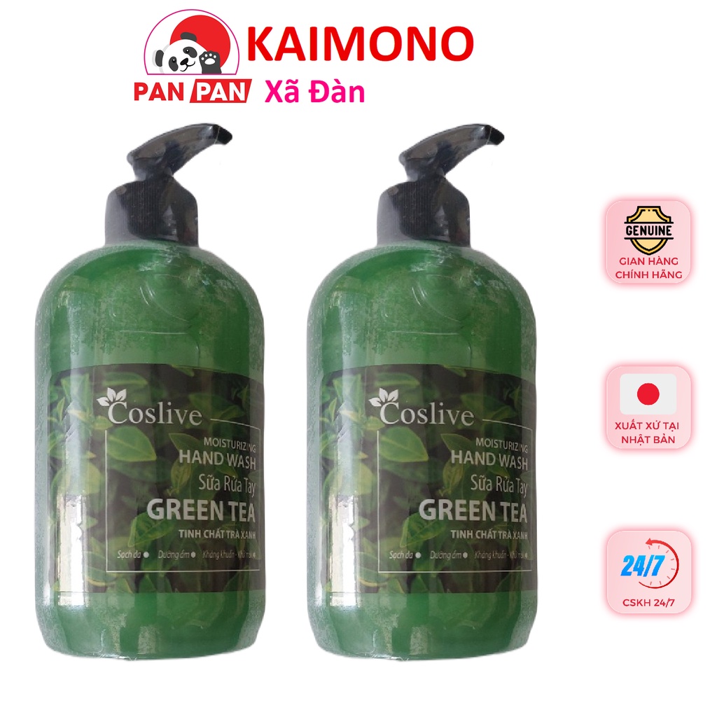 Nước rửa tay tinh chất trà xanh COSLIVE MOISTURIZING HAND WASH 500ML