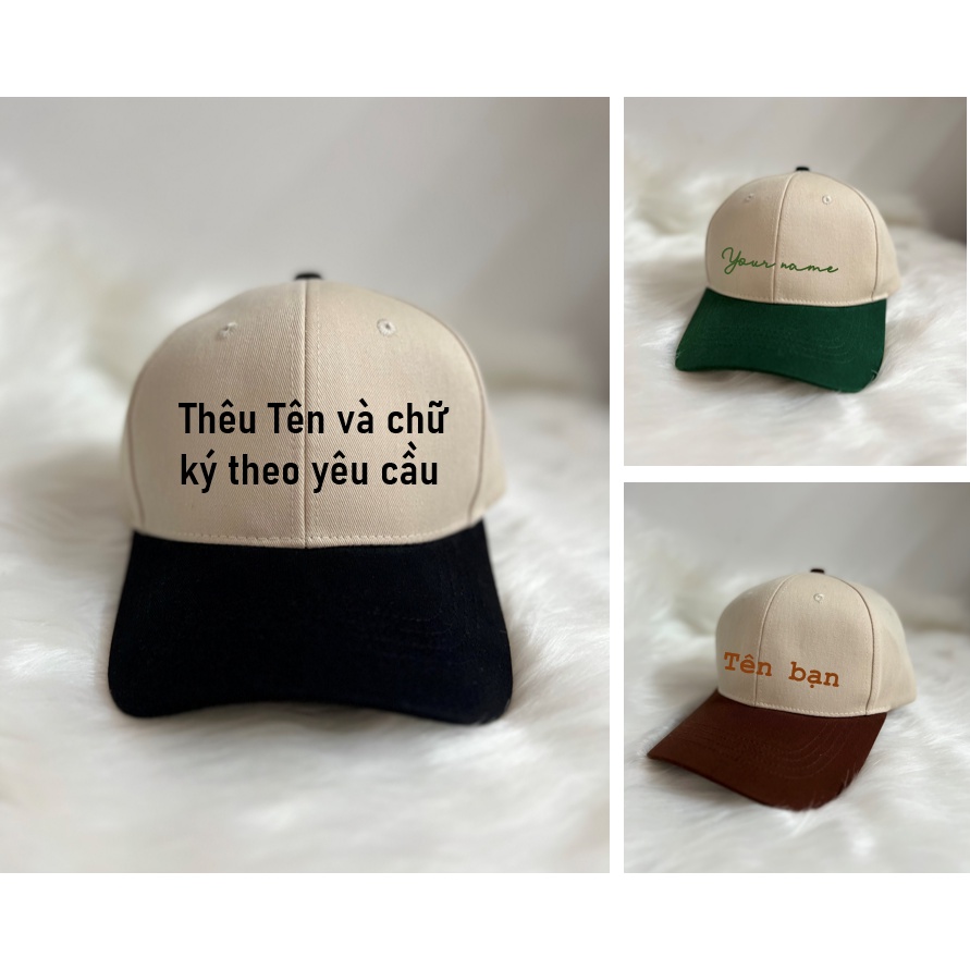 Mũ lưỡi trai unisex THÊU TÊN_ChỮ KÝ_LOGO_NÓN GIA ĐÌNH_NÓN TEAM Theo yêu cầu chất vải kaki cao cấp bền đẹp_THÊU.STUDIO