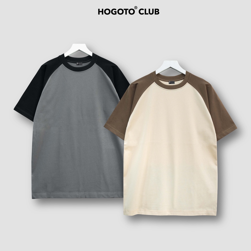 Áo thun TRƠN RAGLAN Hogoto shop , Áo thun unisex nam nữ form rộng oversize chất liệu 100% Cotton